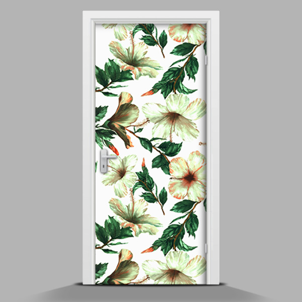 Papel adhesivo para puerta Flores blancas