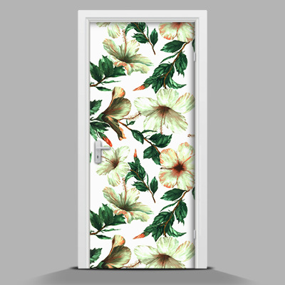 Papel adhesivo para puerta Flores blancas