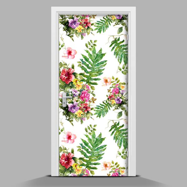 Papel adhesivo para puerta Patrón floral
