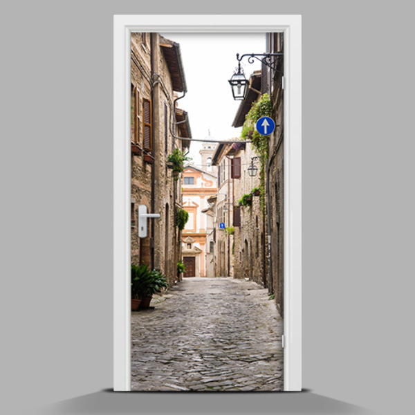 Papel adhesivo para puerta Calle del casco antiguo