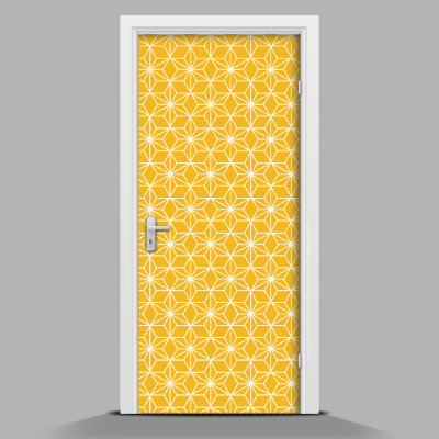 Papel adhesivo para puerta Patrón de diamantes sobre fondo amarillo