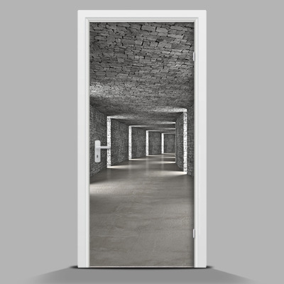 Vinilo para puerta de interior autoadhesivo En un edificio de piedra