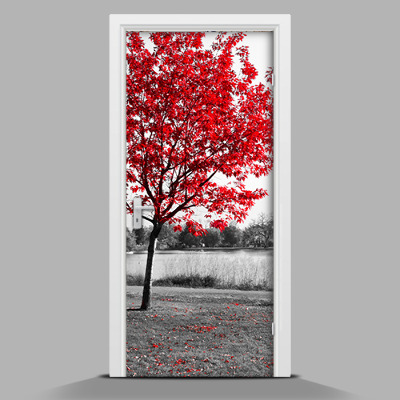 Papel para forrar puerta Árbol rojo