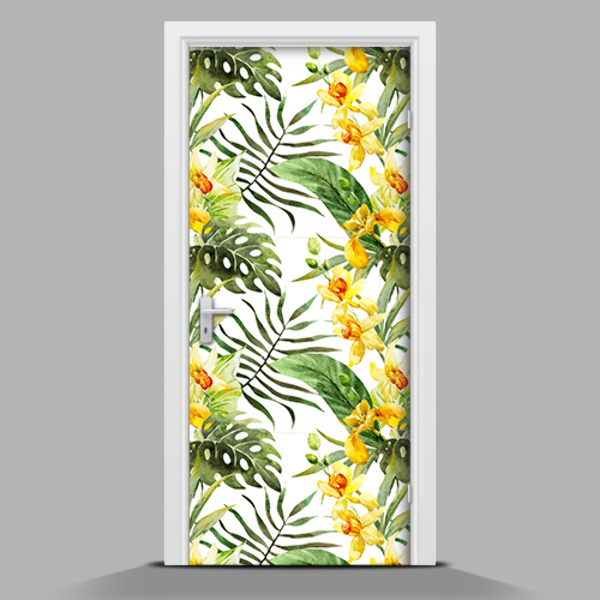 Papel para forrar puerta Orquídeas amarillas