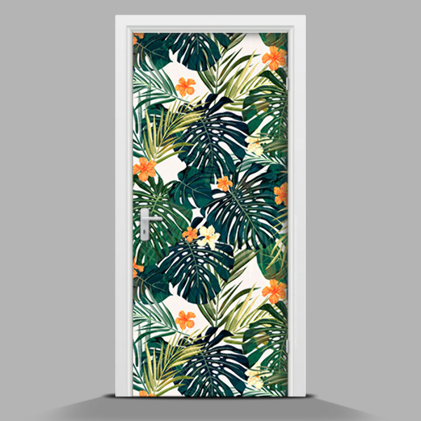 Papel para forrar puerta Patrón tropical