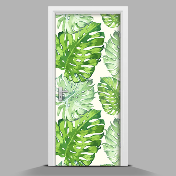 Papel adhesivo para puerta Hojas tropicales