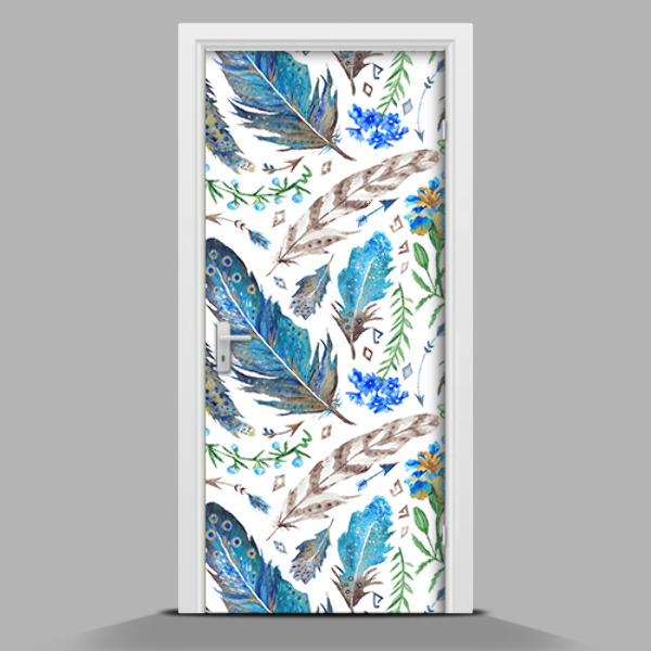 Papel para forrar puerta Plumas de colores