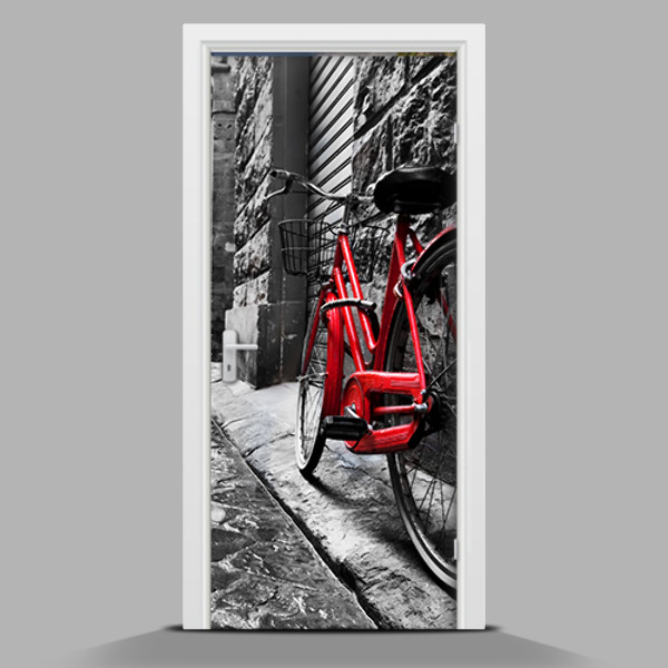 Papel adhesivo para puerta Bicicleta roja