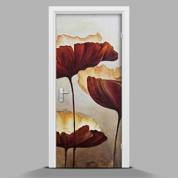 Papel adhesivo para puerta Flores dibujadas