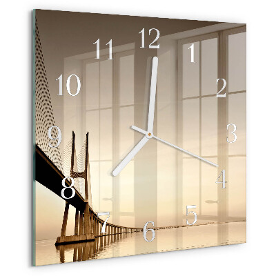 Reloj cuadrado Puente Sepia
