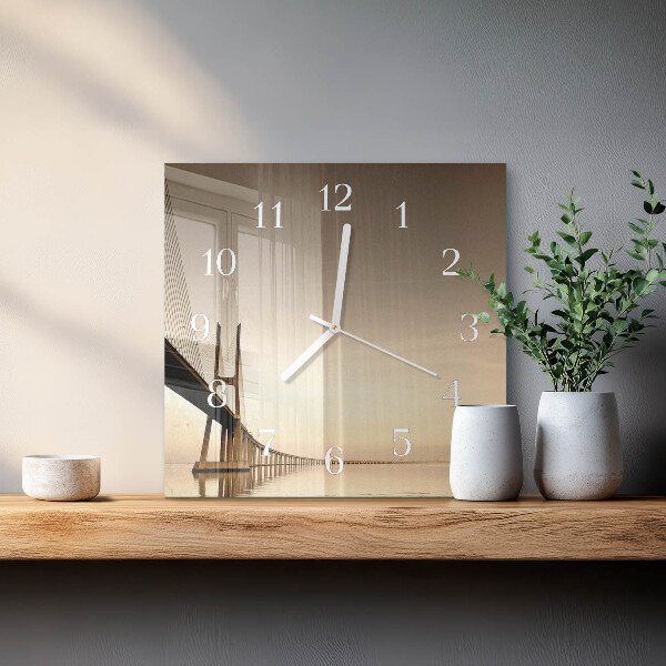 Reloj cuadrado Puente Sepia