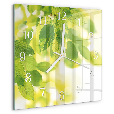 Reloj cuadrado Hojas