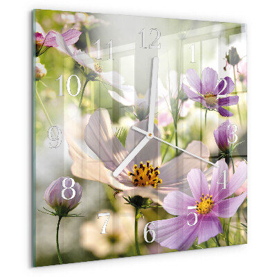 Reloj cuadrado Flores de cosmos