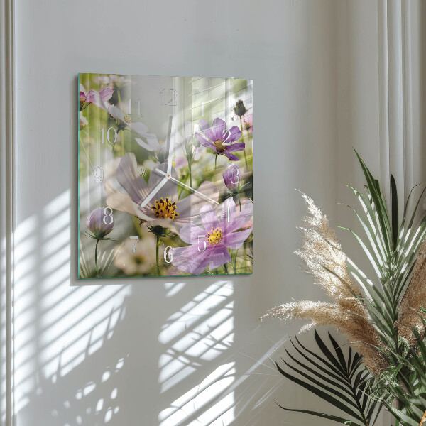Reloj cuadrado Flores de cosmos