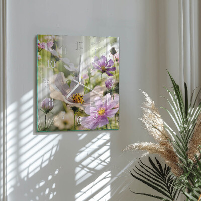 Reloj cuadrado Flores de cosmos