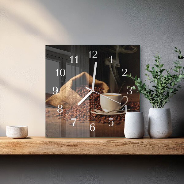Reloj cuadrado Granos de café