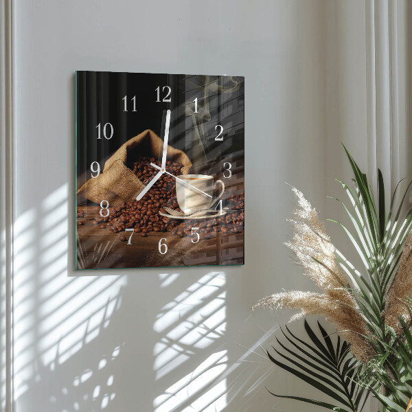 Reloj cuadrado Granos de café