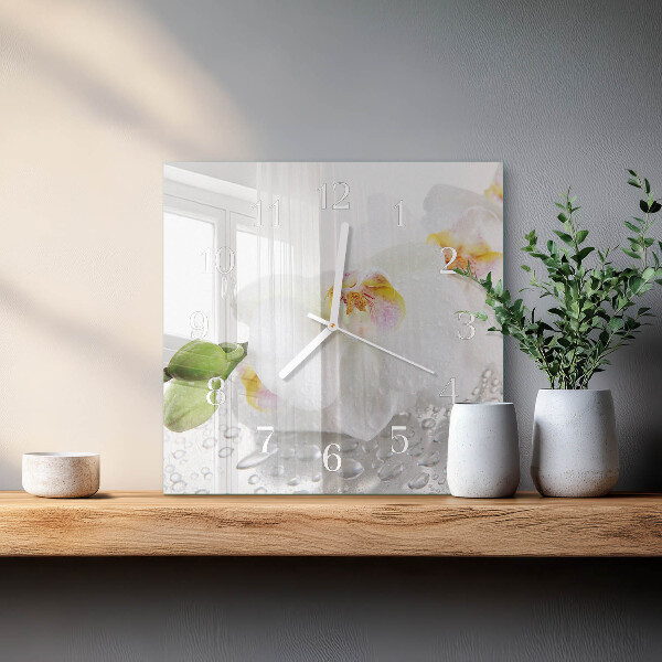 Reloj cuadrado Orquídea