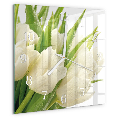 Reloj cuadrado tulipanes