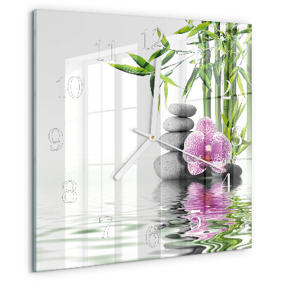 Reloj cuadrado Piedras de orquídeas