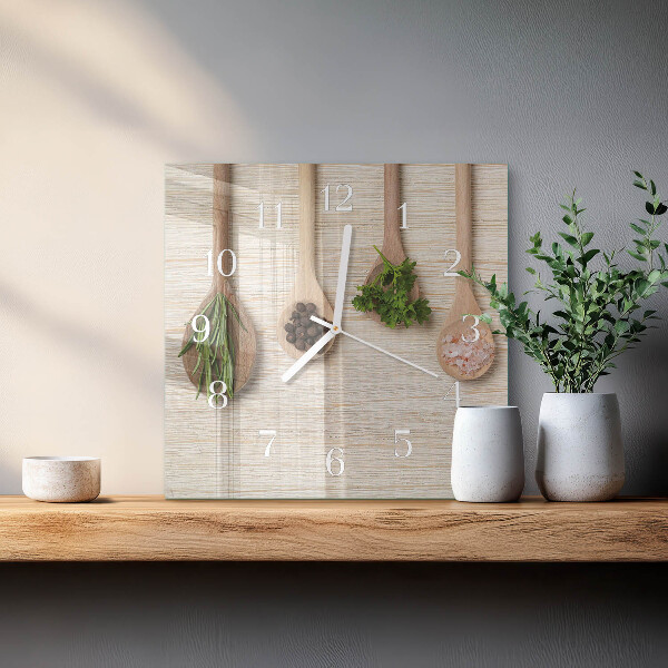 Reloj cuadrado Cuchara de madera