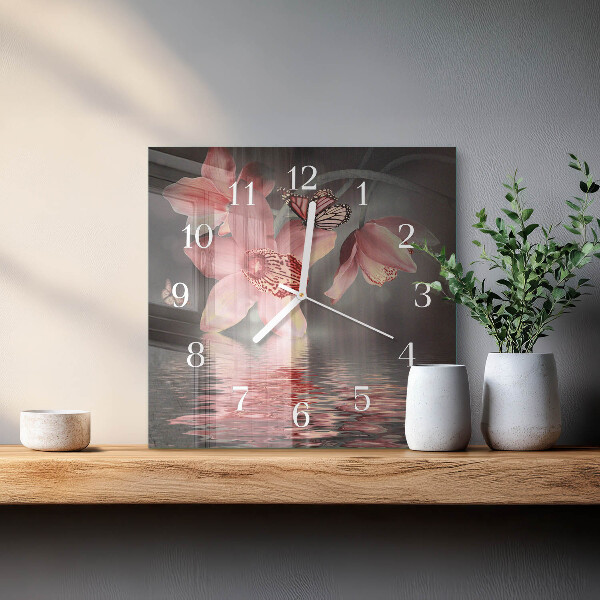 Reloj cuadrado Orquídea