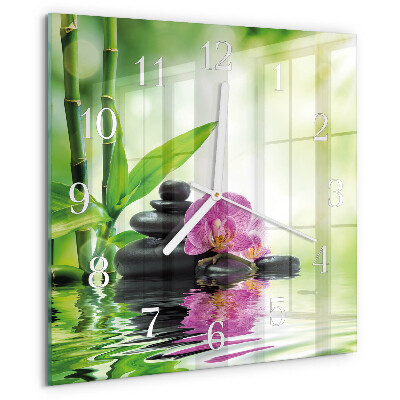 Reloj cuadrado Orquídea de spa