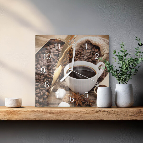 Reloj cuadrado Café