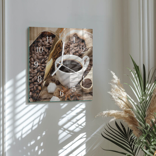 Reloj cuadrado Café