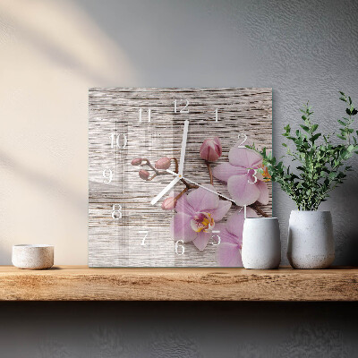 Reloj cuadrado Orquídea