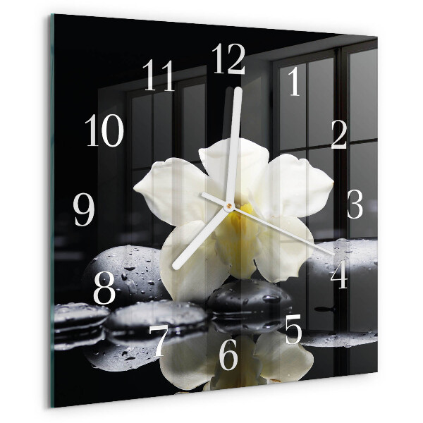 Reloj cuadrado Piedras de orquídeas