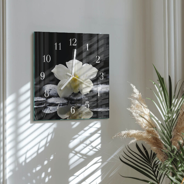 Reloj cuadrado Piedras de orquídeas