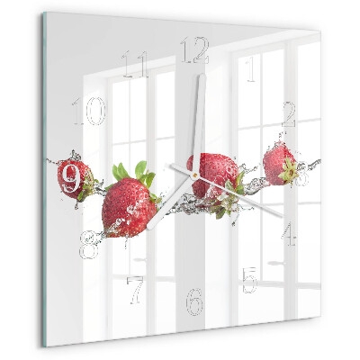Reloj cuadrado Fresas en agua