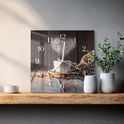 Reloj cuadrado Amor por el café