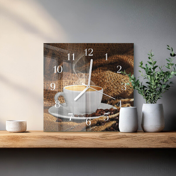Reloj cuadrado Granos de café