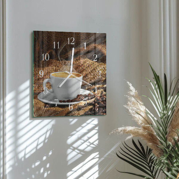 Reloj cuadrado Granos de café