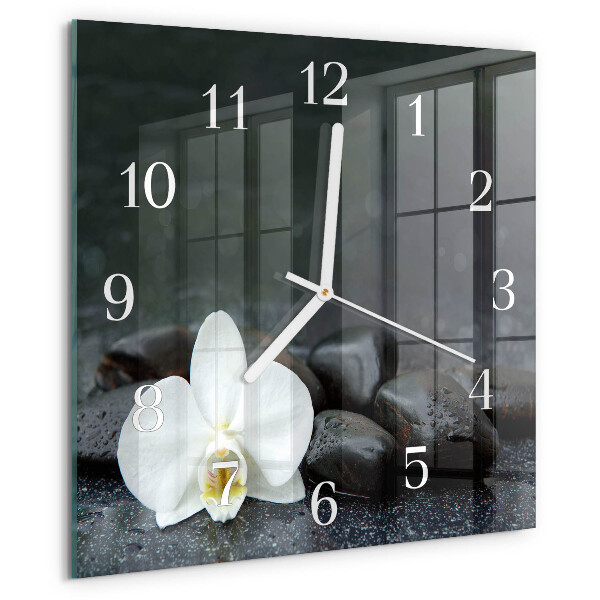 Reloj cuadrado Flores y piedras