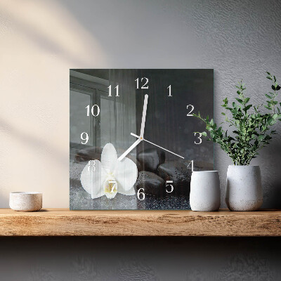 Reloj cuadrado Flores y piedras