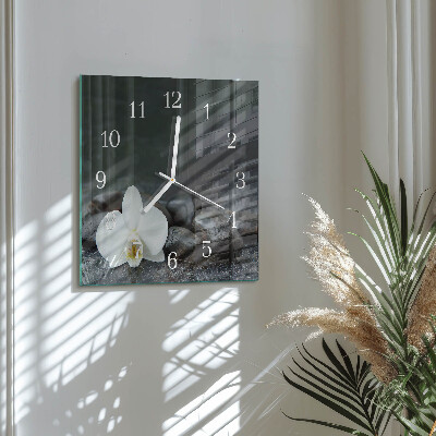 Reloj cuadrado Flores y piedras