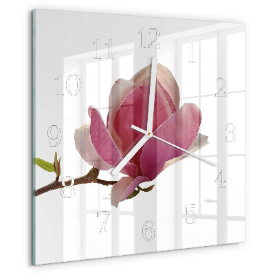 Reloj cuadrado Flor de magnolia