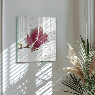 Reloj cuadrado Flor de magnolia