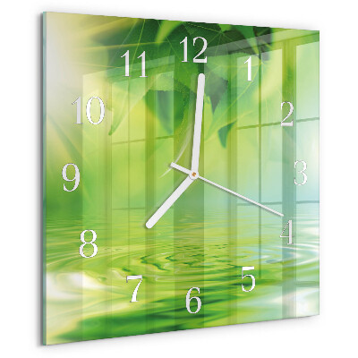 Reloj cuadrado Hojas
