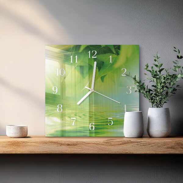 Reloj cuadrado Hojas