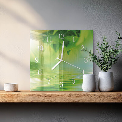 Reloj cuadrado Hojas