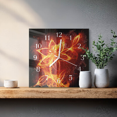 Reloj cuadrado Flor de fuego