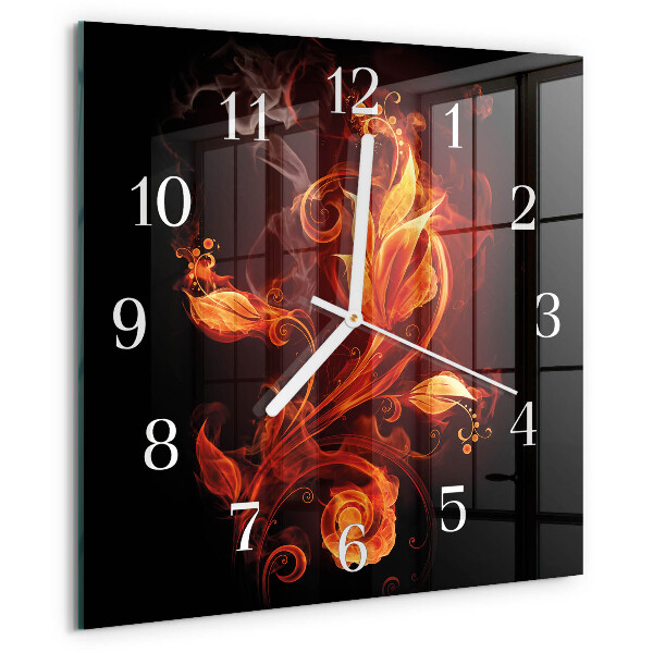 Reloj cuadrado Flor de fuego