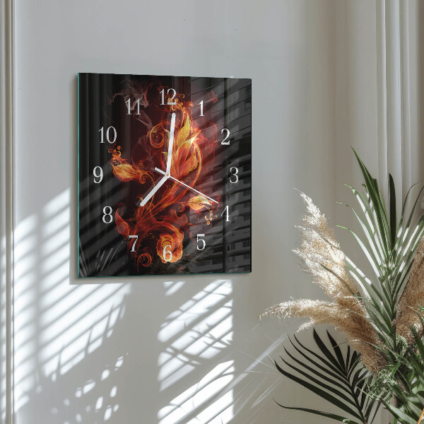 Reloj cuadrado Flor de fuego