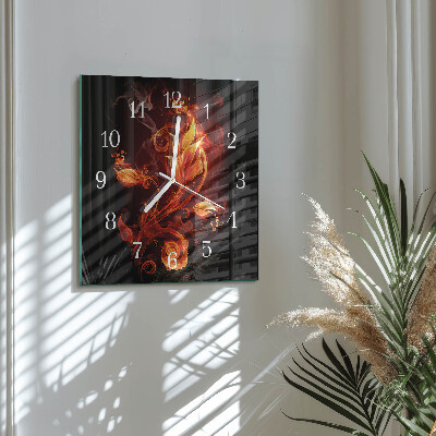 Reloj cuadrado Flor de fuego
