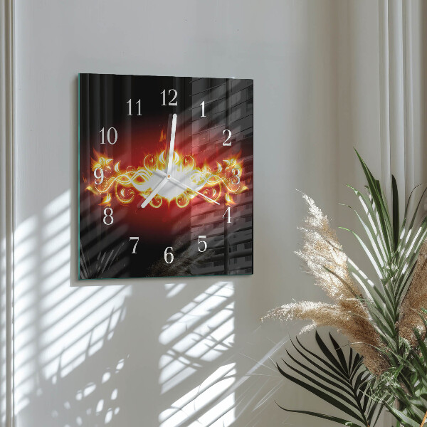 Reloj cuadrado Flor de fuego