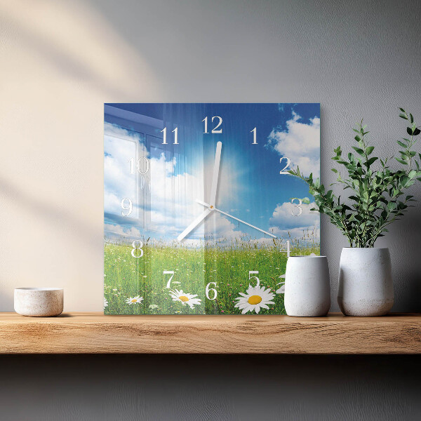 Reloj cuadrado Flores de pradera